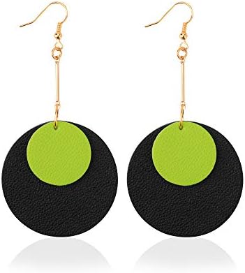 GELVTIC Teardrop Earrings Genuine Leather Petal Star Round Drop Dangle Earrings Lightweight Fashion Gift for Women Girls