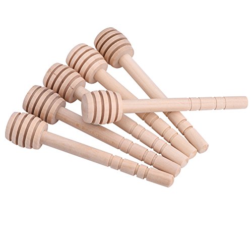 Ausla Wooden Honey Dipper Sticks, 50 Pieces, 10 cm Length, Mini Honey Stirrer Spoons