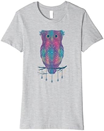 Womens Wise Owl - Colorful Owl T-Shirt Large Heather Grey