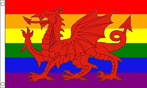Rainbow Welsh Dragon Flag 5ft x 3ft