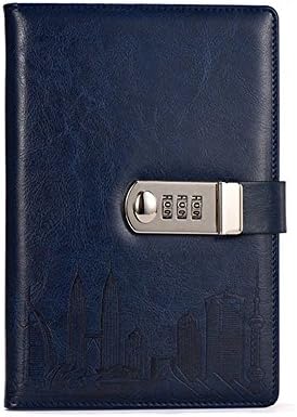 Journal With Combination Lock, ABBER PU Leather Notebook Personal Journal Password Diary Creative Password Stationery Student Handbook Notepad (Deep Blue)