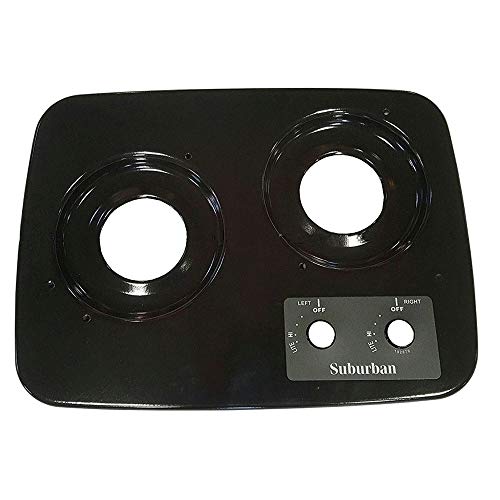 RecPro RV Cooktop Suburban 2937A 2 Burner Black Cooktop | Top Plate Included - Thumbnail 2