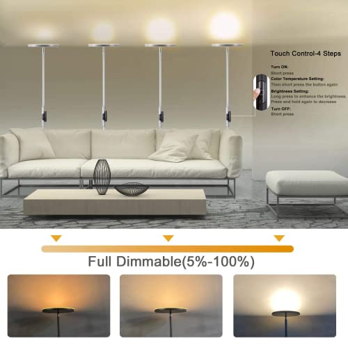 JOOFO Floor Lamp,30W/2400LM Sky LED Modern Torchiere 3 Color Temperatures Super Bright Floor