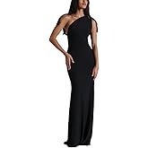 ABINGOO Women One Shoulder Maxi Dress Sleeveless Bodycon Tie Back Long Dresses for Wedding Guest Party Evening Gown
