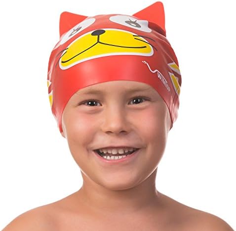 Kids Silicone Swim Cap Animal Shaped for Boys and Girls Aged 3-12 (C04)