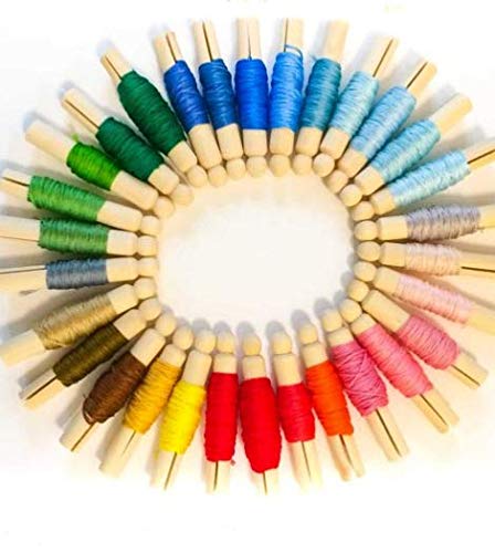 COPYLOVE Multi-Purpose Yarn Bobbins Spool Thread Knitting Sewing Crochet Winder Tools, Cross Stitch Bobbin Wood Spool (Qty - 10pcs)