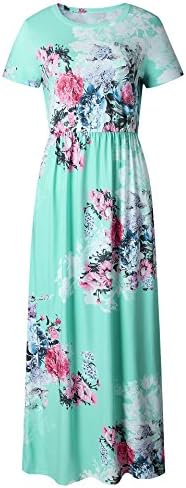 LiMiCao Casual Long Vintage Flower Dress With Sleeves Floor Length Retro Maxi Dress For Women (XXXL, Green 3)