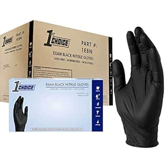 1st Choice Black Nitrile Exam Gloves, Case of 1000, 3 Mil, Size Large, Latex Free, Powder Free, Textured, Disposable, Non-Sterile, Food-Safe, 1EBNL