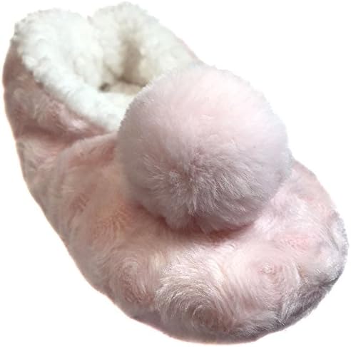 JA Hosiery Charles Albert Womens Cozy &amp; Comfortable Womens Slipper Socks All Sizes (Small/Medium, Pink Pom Pom)