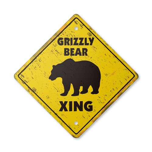 Grizzly Bear Vintage Crossing Sign Zone Xing | Indoor/Outdoor Plastic | 17" Tal…