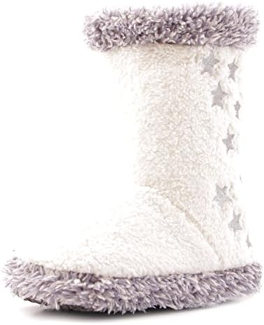 Luckers Women's White Gleaming Shooting Stars Slipper Boots (Small 5/6 B(M) US)