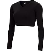 chass&eacute; Cheer Cropped V-Neck Liner, 4-Way Stretch Bodyliner Undershirt for Cheer Uniforms