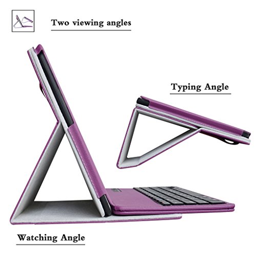 AT&T Primetime Tablet Bluetooth Keyboard Case,Mama Mouth Slim Stand PU Leather Cover With Romovable Bluetooth Keyboard For 10" AT&T Primetime Tablet,Purple