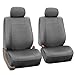 FH Group Classic PU Leather Pair Set Car Seat Covers, Airbag Compatible with Gift - Universal Fit for Cars Trucks & SUVs (Solid Gray) PU002102