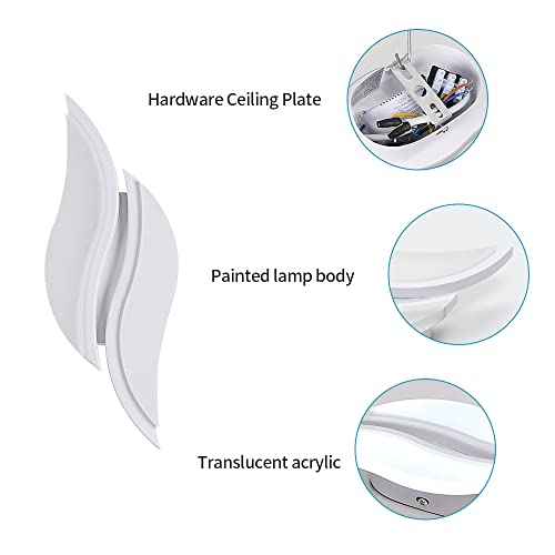 Goeco LED Indoor Wall Light 12 W Modern Acrylic for Bedroom Living Room Bathroom Corridor, Cool White Light 6500K