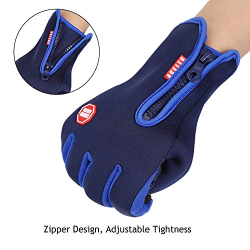 Waterproof Touch-Screen Gloves,with Full-Finger Design,for Outdoor Sports Climbing Dress Driving Cycling (Blue, M)