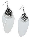 White Fashion Dangle Feather Earrings