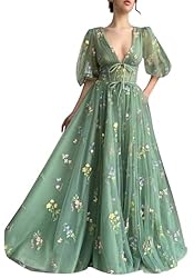 Prom Dresses for Women 2024 Puffy Sleeve Flower