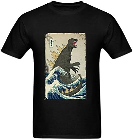 Aerdman Men's Fashion The Great Godzilla Off Kanagawa Sleevery T-Shirt M Black