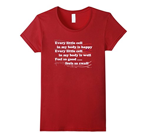 Womens Every Little cell song Musical Notes Laughter Yoga Tshirt Medium Cranberry