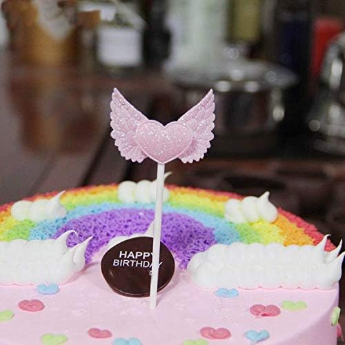 efoot Angel Decorations Party,20PCS Personalized Angel Wings Cupcake Toppers Picks, Cake Topper Perfect for Bridal Baby Shower, Wedding and Birthday Party Decoration (Pink)