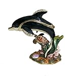 Sea Turtle and Dolphin Figurine Box Swarovski Crystals Dalls Porpoise or Dolphin Keepsake, Jewelry, Trinket, Pill Box Burmeister's Porpoises, Phocoena spinipinnis