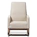 Baxton Studio Yashiya Mid Century Retro Modern Fabric Upholstered Rocking Chair, Light Beige