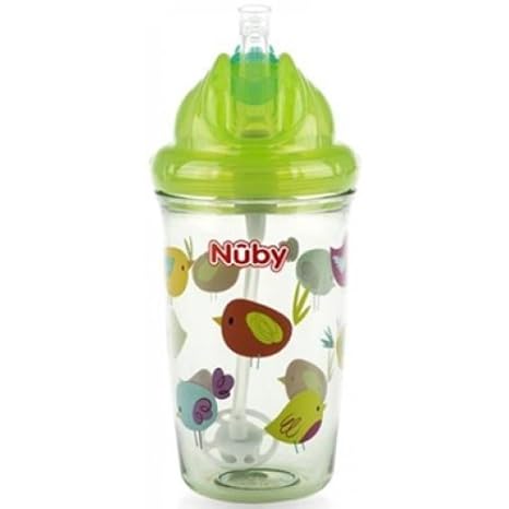 Nuby Flip It - Taza infantil con pajita de silicona (12 – 18 m,