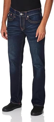 True Religion mens Ricky Straight Leg Jeans, Muddy Waters, 33W x