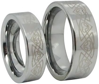 JewelryWe Matching Couples Comfort Fit Lovers Tungsten Rings 8mm (Size P,R,T,V,X Available) His & 6mm (Size J,L,N,P Available) Hers Birdal/Engagement/Wedding Bands Set - Free Engraving