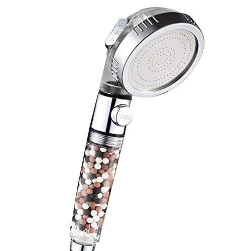MEETOZ Shower Head, Filter Filtration High Pressure Water Saving 3 Mode Function Spray Handheld Showerheads, Increase Pressure & Save Water