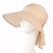 Beautyer Womens Sun Hat Summer Flap Cover Cap Cotton Anti-UV UPF 50+ Sun Shade Hat With Bow Wide Brim Adjustable Hat