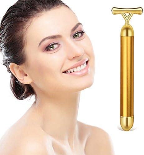 Wishesport 24k Golden Pulse Facial Massager, Y-Shape Electric Sign Face Massage Tools, Lift Care Energy Facial Bar, Sonic Depuffer Face Firming, Skin Face Tightening and Lifting