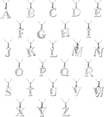 Jascina Name Diamond Initial Solitaire A B C D E F G H I J K L M N O P Q R S T U V W X Y Z Pendant 14K White Gold