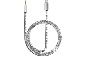 Aux Cord for iPhone, Apple MFi Certified esbeecables Lightning to 3.5mm Nylon Braided Audio Stereo Cable for iPhone 14 13 12 11 XS XR X 8 7 iPad iPod to Car Home Stereo Speaker Headphone, 3.3FT Silver