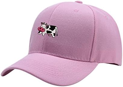 Cow Pink Peaked Hat Embroidered Logo Adjustable Dad Cap