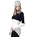 Womens Casual Color Block Tunic Tops Back Lace Long Sleeve T-Shirt Blouses Black XXL
