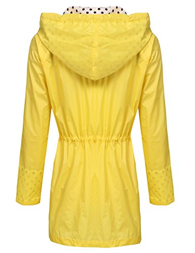 Unibelle Waterproof Lightweight Rain Jacket Active Outdoor Hooded Raincoat for Women, Yellow, Large - Thumbnail 3
