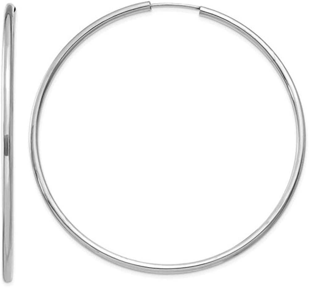 Extra Large Hoop Earrings in 14K White Gold 2 1/2 Inch (2.