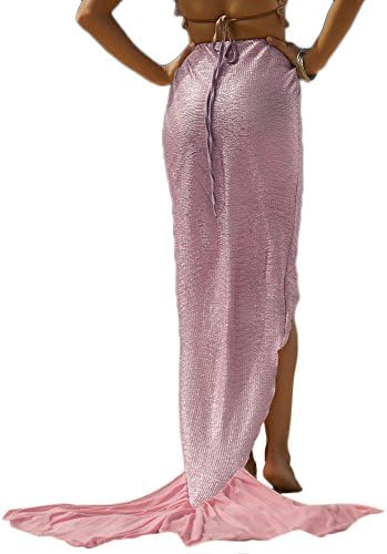 TSRJ Women's Beach Seaside Holiday Skirt Charming Swimmable Mermaid Tail Half Dress Costumes Pink X-Large