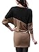 Allegra K Lady Batwing Sleeves Color Block Blouson Tunic M Light Coffee