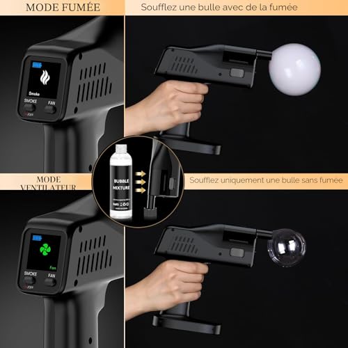 Seihoae Cocktail Bubble Smoke Gun, One Key Operation, Handheld, with 1.4 Inch Color Screen, for Bartenders, Bar, Party, Wine, Drinks, Coffee