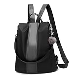 Women Backpack Purse Waterproof Nylon Anti-theft Rucksack Lightweight Shoulder Bag (Black Large)