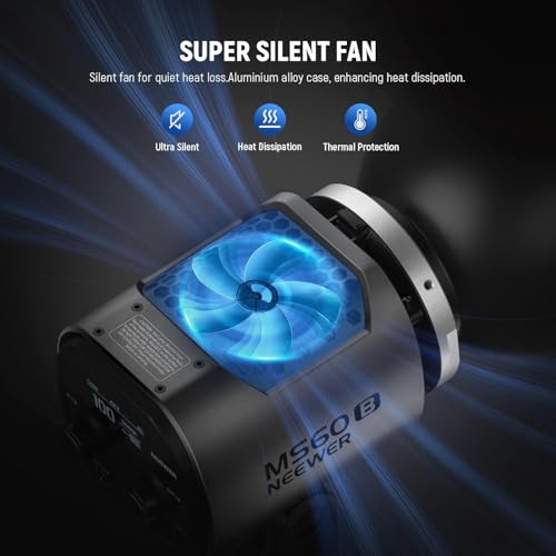 NEEWER MS60B Bi Color COB Portable Video Light with 2.4G/APP Control, 65W Metal Mini Handheld Continuous Output Lighting Bowens Mount 2700K-6500K, 40000lux/1m, CRI 97+/TLCI 98+, 12 Effects,PWM Dimming