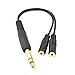 Onvian 6.35mm Male to Dual 3.5mm Female 3 Pole TRS Audio Adapter Convertor Y Splitter Cable