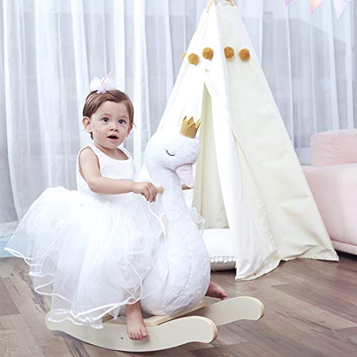 ZhaoXH-Schaukelpferd Baby Schaukelpferd Weiß Holz Schaukelstuhl Schwan Schaukelpferd Kind Schaukelspielzeug Säugling… – Bild 6
