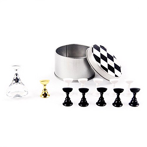 BQAN 12Pcs Chess Board Magnetic Nail Tip Crystal Stand Set Salon Display Holder Set (Best Tips For Chess)