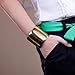Carfeny High Polished Stainless Steel Smooth Wide Cuff Bangle Bracelet for Women (Gold)