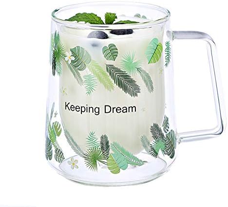 Erjialiu 350Ml Double Glass Simple Coffee Mug Milk Coffee Cup With Handle Ling Drink Juice Cup Home Water Cup Cafe Cup