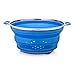Oberhaus Premium Collapsible Silicone Colander/Strainer with Stainless Steel Base (Available Colors: Red, Blue and Green) (Blue)